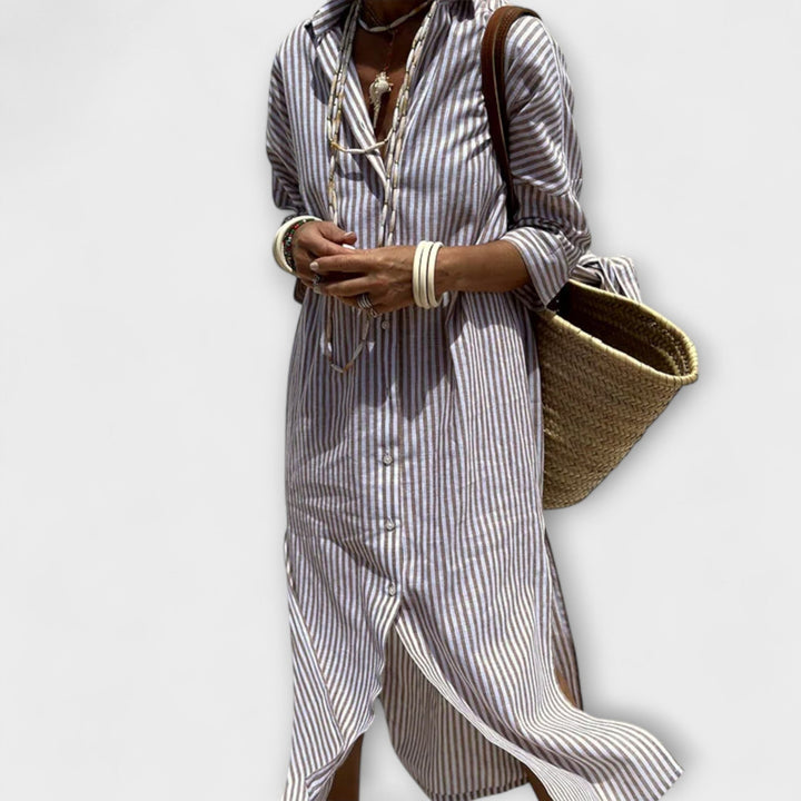 Nicole - Cozy Striped Midi Dress