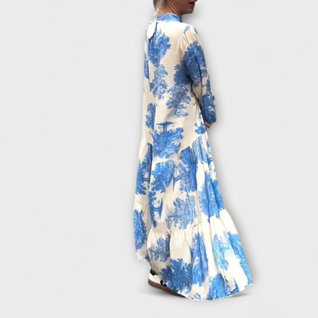 Giavanna - Printed Long Dress with Casual Flared Sleeves
