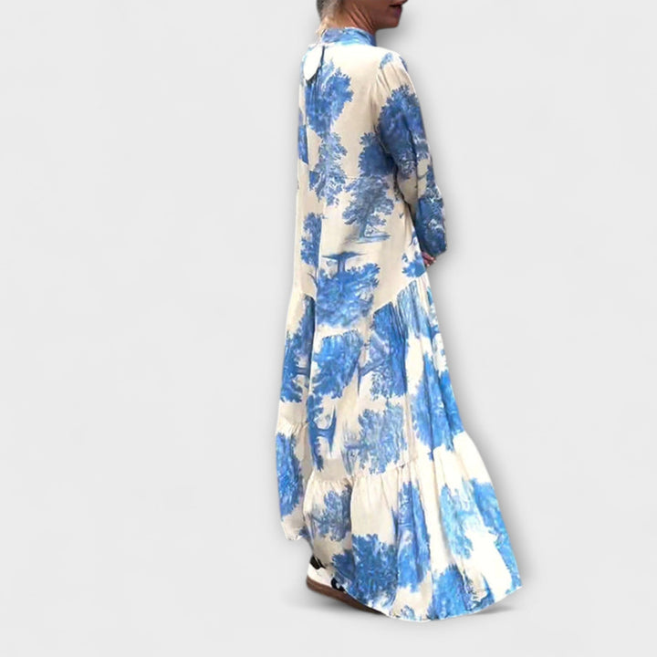 Giavanna - Printed Long Dress with Casual Flared Sleeves
