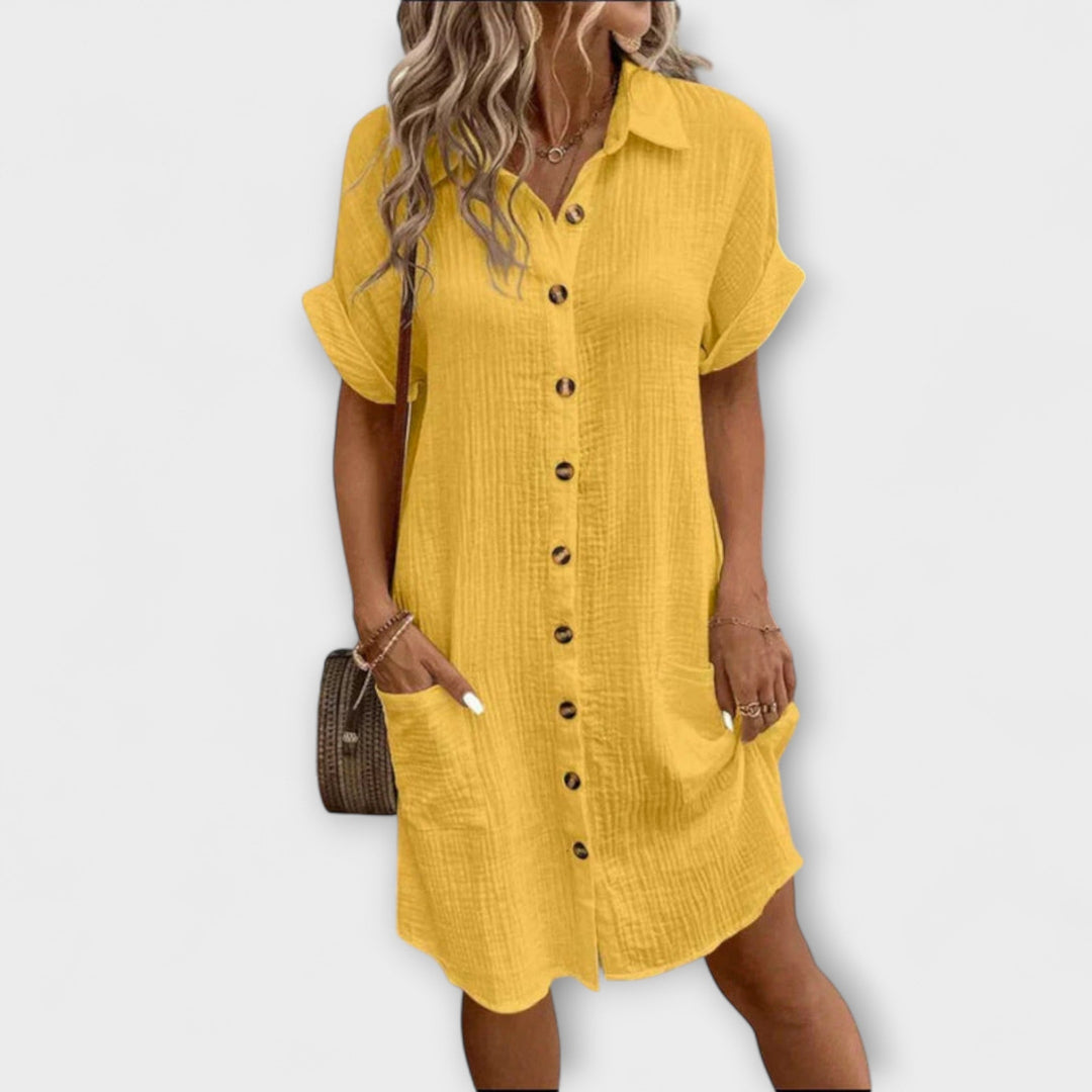Hailey - Women's Vintage Cotton Linen Shirt Dress