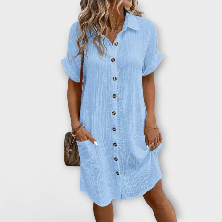 Hailey - Women's Vintage Cotton Linen Shirt Dress