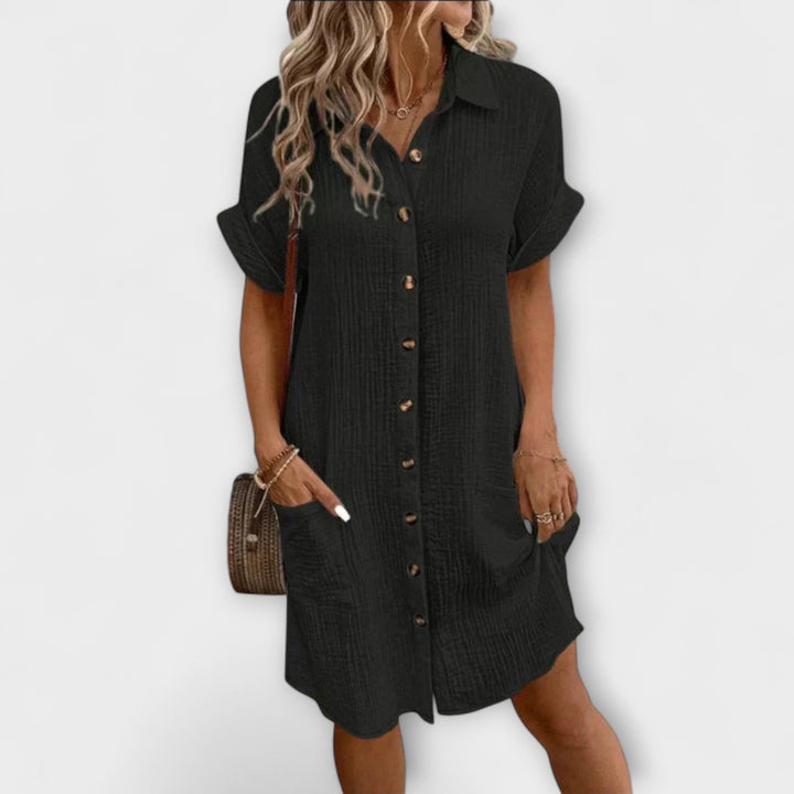 Hailey - Women's Vintage Cotton Linen Shirt Dress