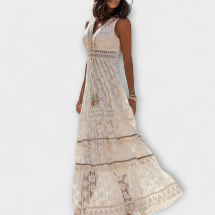 Emerson - Bohemian Vintage Tassel Drawstring Dress