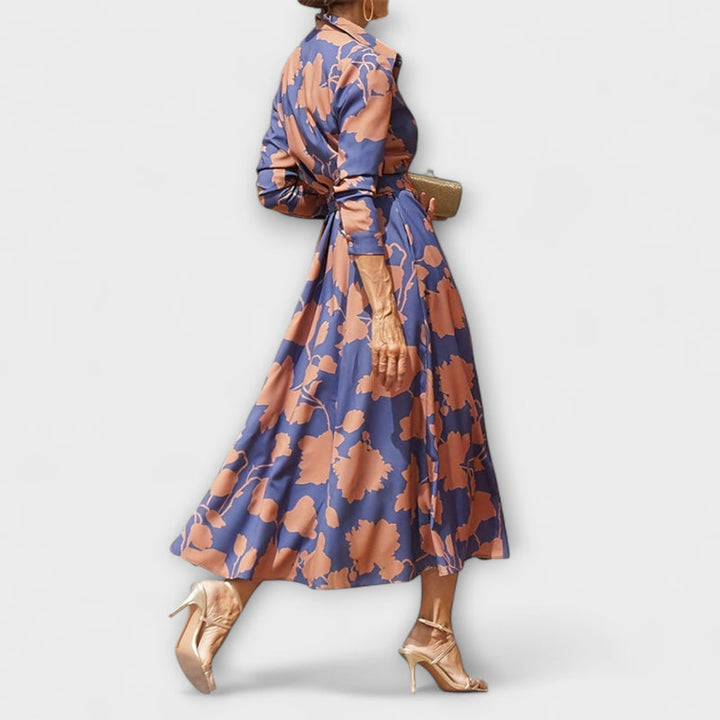 Beatrix - Luxe Floral Print Lapel Dress