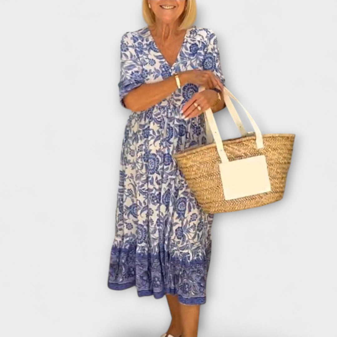 Luna - Chic Floral V-Neck Dress