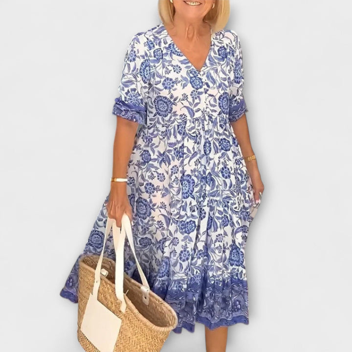 Luna - Chic Floral V-Neck Dress