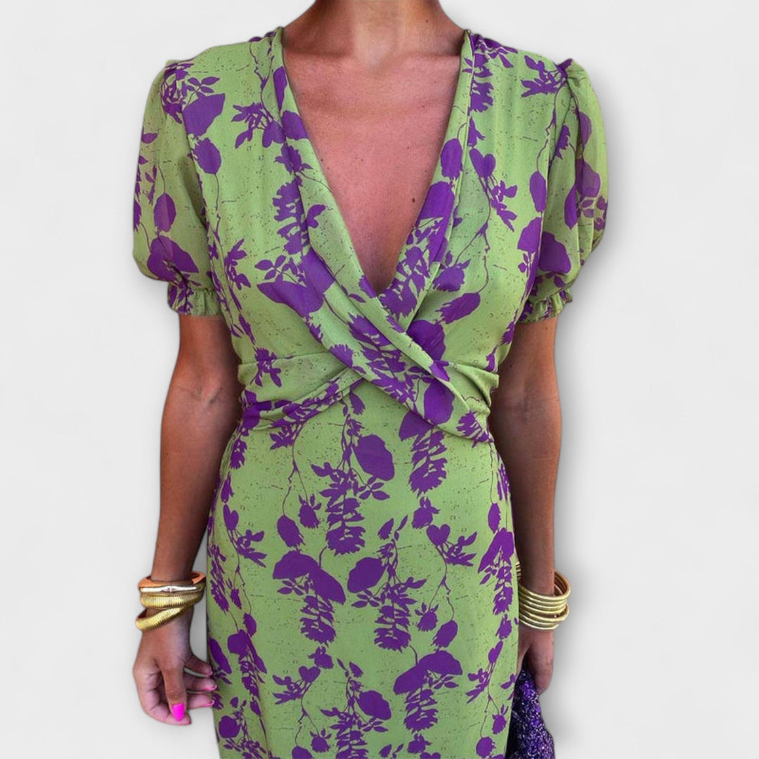 Della - Women's Bohemian Floral Print Pleated Dress