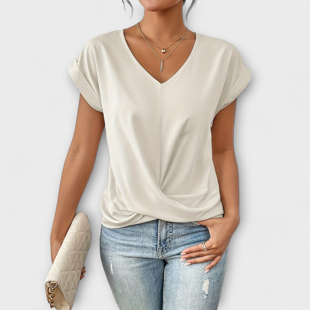Eloise - Top with V-Neck and Button Detail