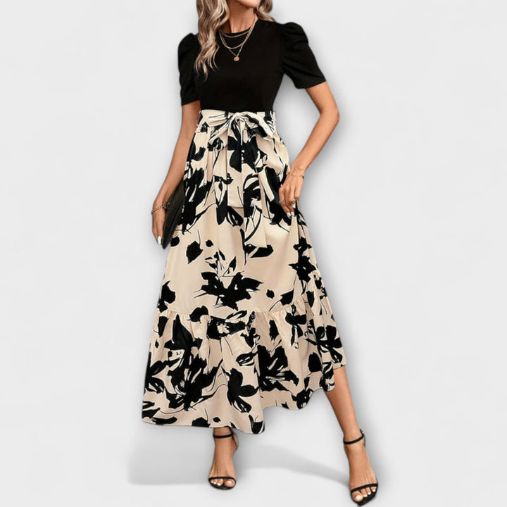 Briony - Ruffled Hem Floral High-Waist Dress