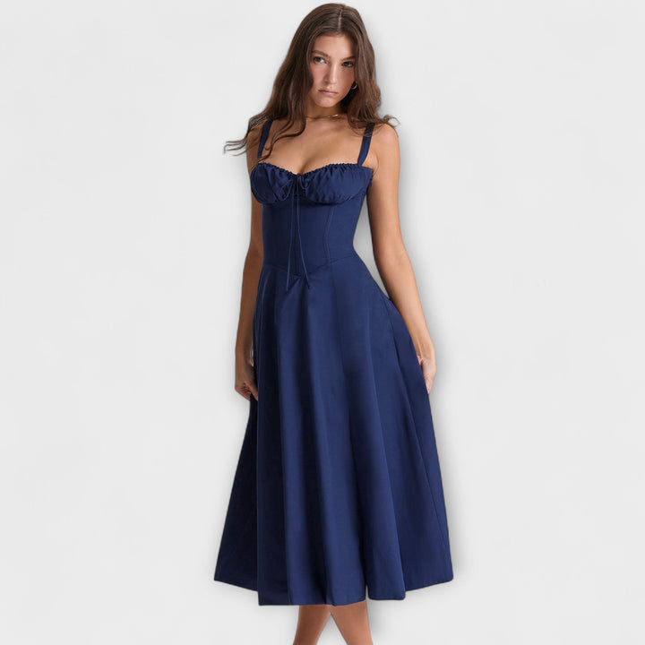 Zipporas - Tailored Bustier Dress with Modern Spring Floral Print