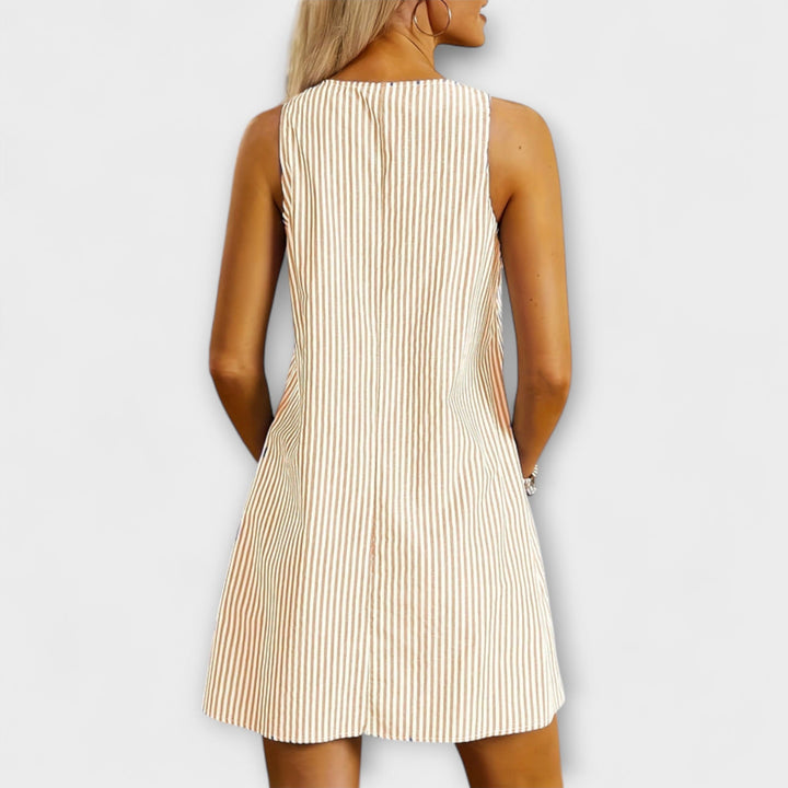Felicia - Striped Sleeveless Dress with Pockets
