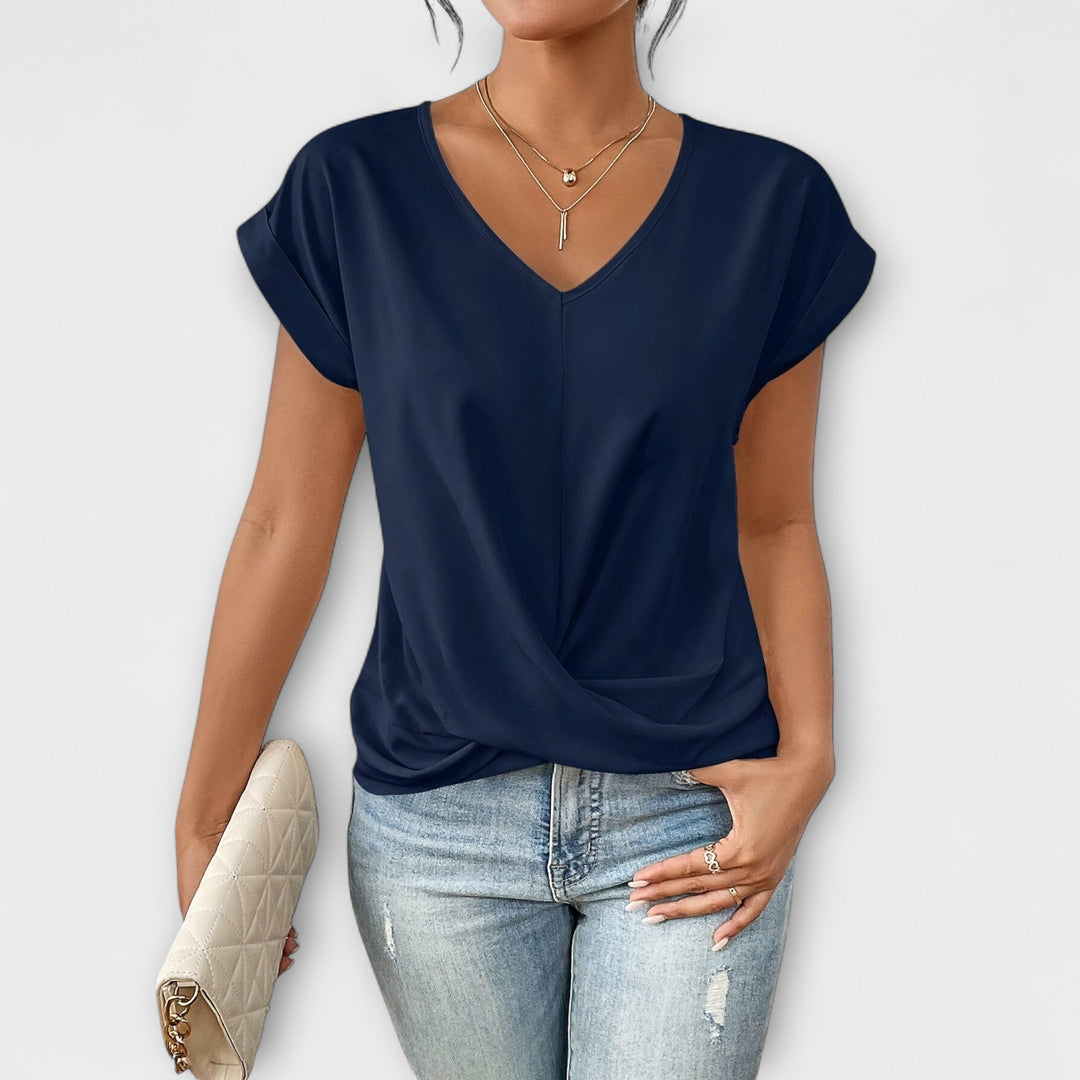 Eloise - Top with V-Neck and Button Detail