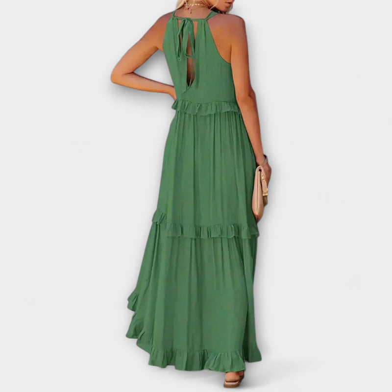 Delilah - Chic Halter Neck Dress with Ruffle Trim