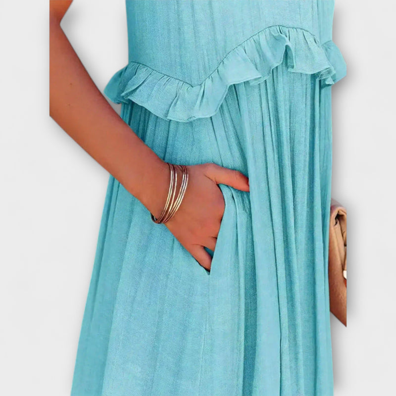 Delilah - Chic Halter Neck Dress with Ruffle Trim