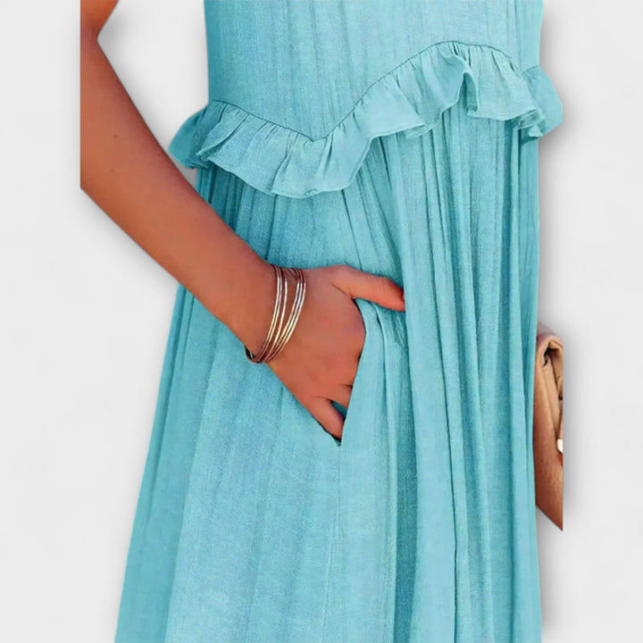 Delilah - Chic Halter Neck Dress with Ruffle Trim