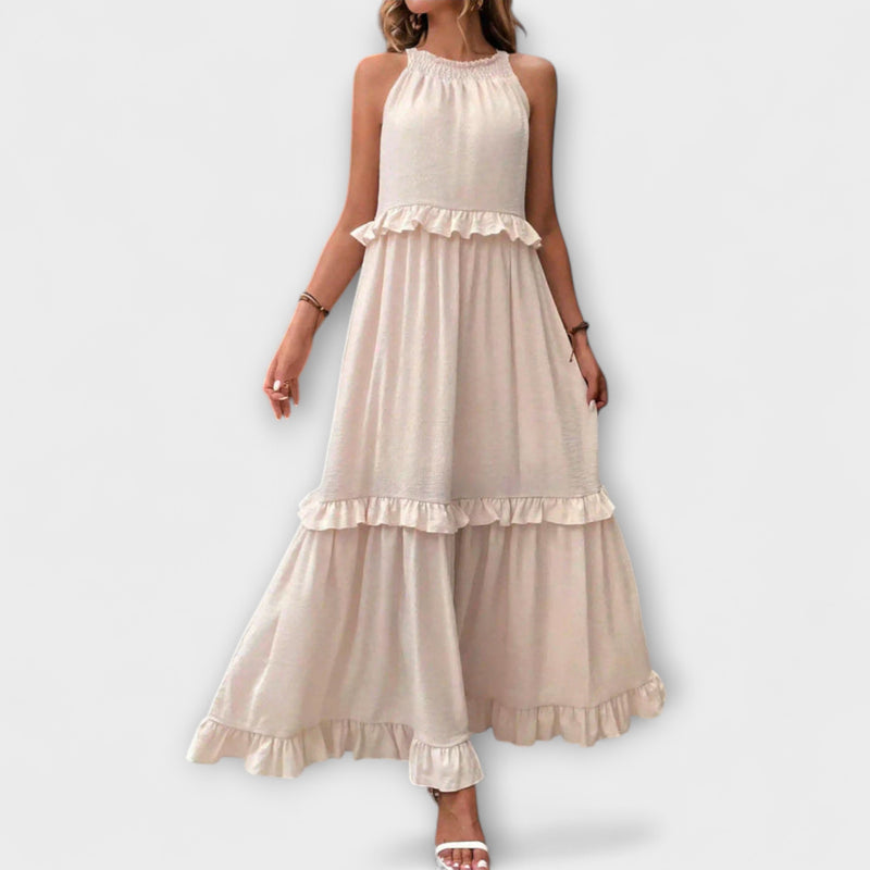 Delilah - Chic Halter Neck Dress with Ruffle Trim