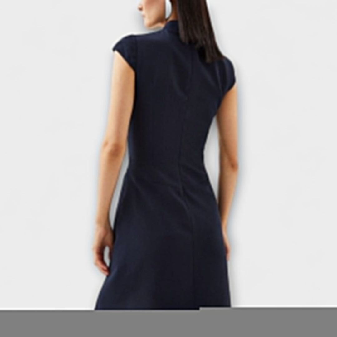 Elowen - Military-Inspired Patchwork Mini Dress with High Collar