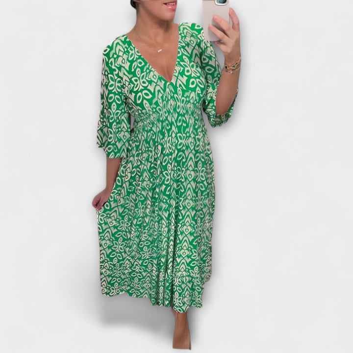 Malina - Long Beach Dress with Summer Flare Sleeves