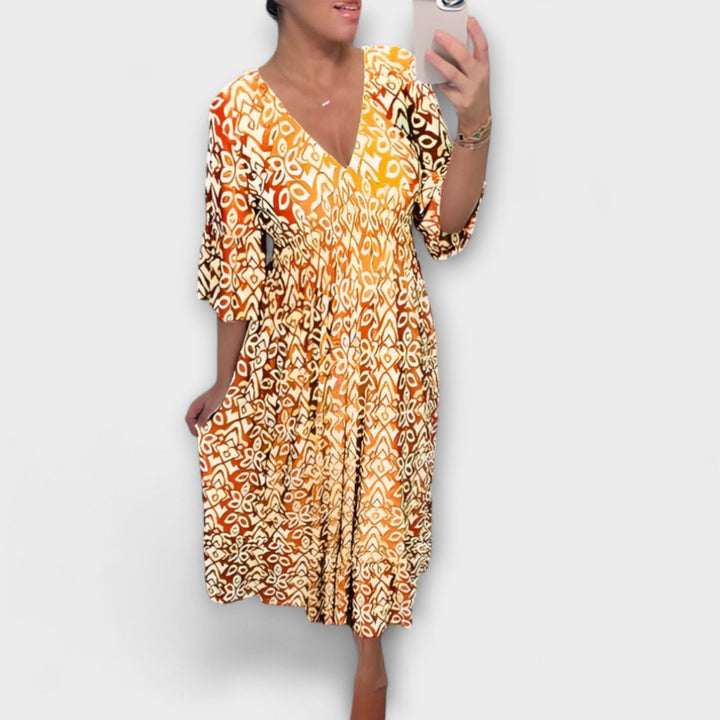 Malina - Long Beach Dress with Summer Flare Sleeves