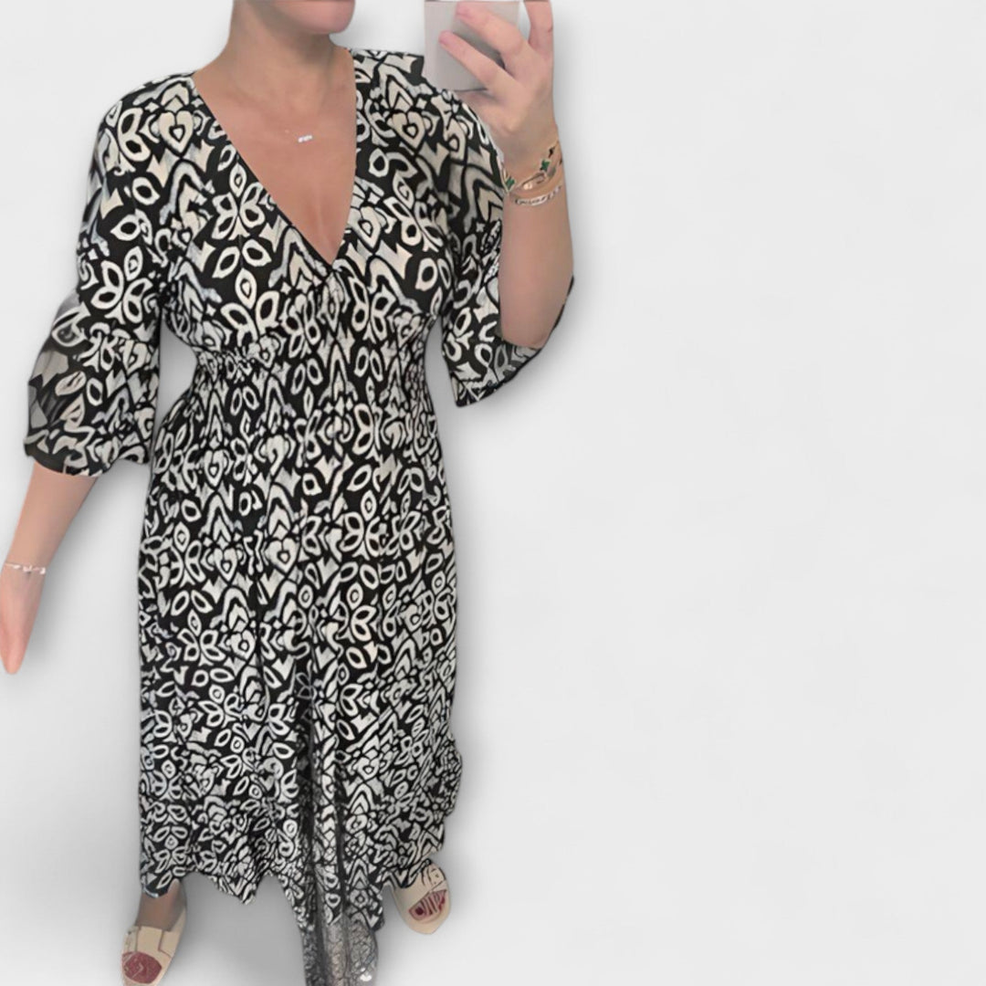 Malina - Long Beach Dress with Summer Flare Sleeves