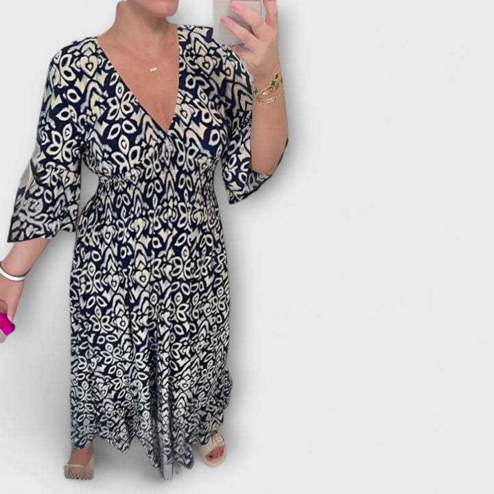 Malina - Long Beach Dress with Summer Flare Sleeves