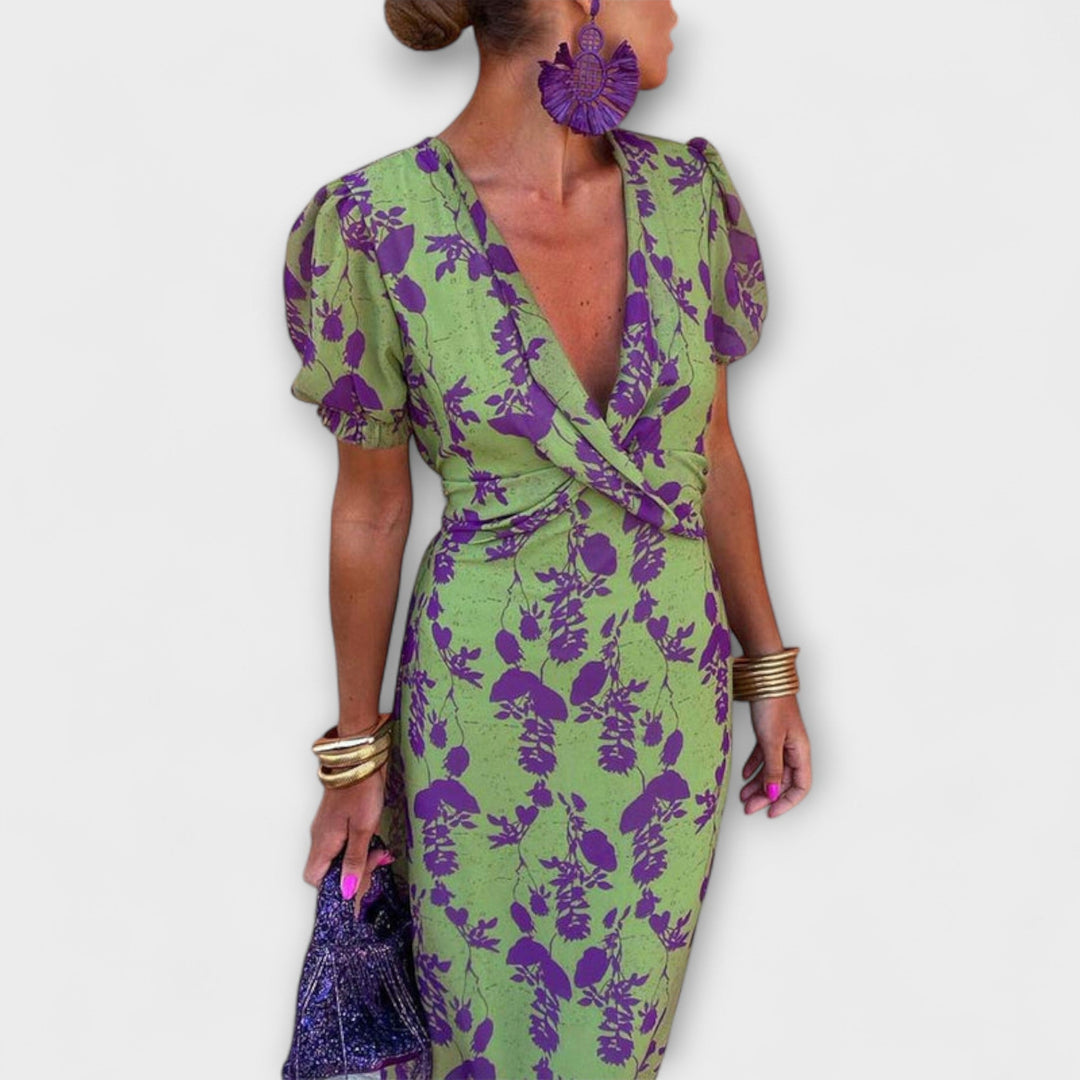 Della - Women's Bohemian Floral Print Pleated Dress