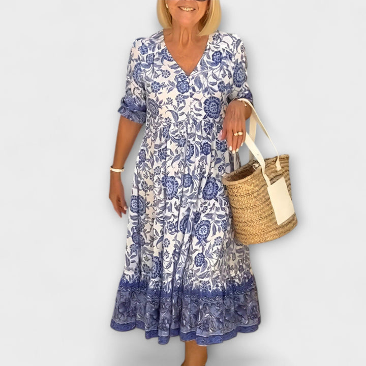 Luna - Chic Floral V-Neck Dress