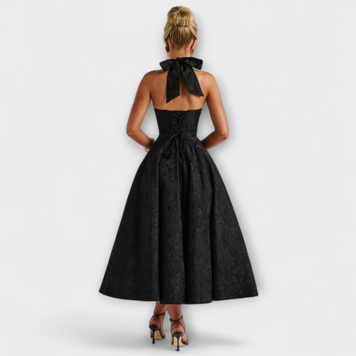 Renata - Jacquard Lace-Up Maxi Dress