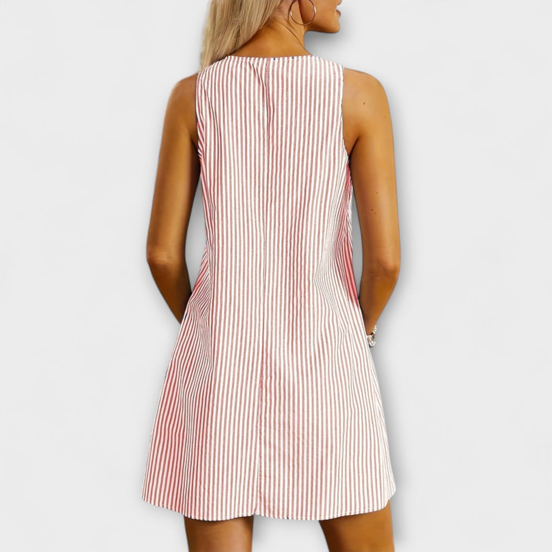 Felicia - Striped Sleeveless Dress with Pockets