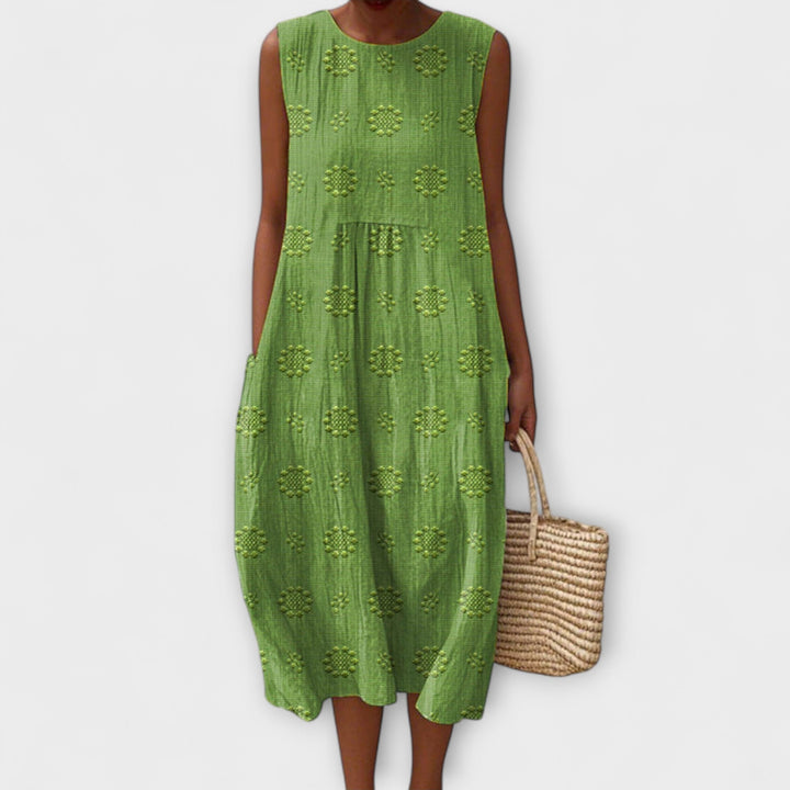 Soraya - Breezy Sleeveless Cotton Dress with Convenient Pockets