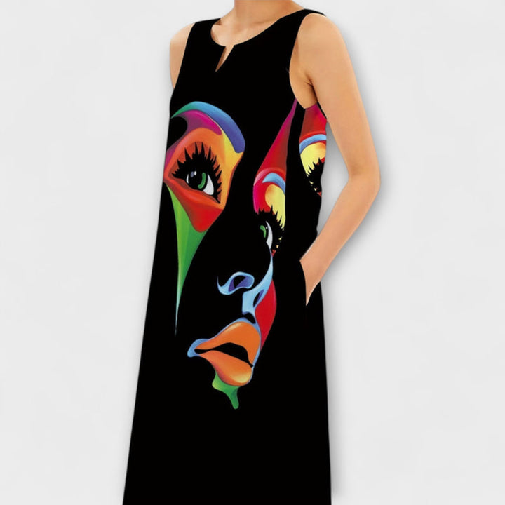 Honor - Stylish Maxi Dress with Chic Mask Print