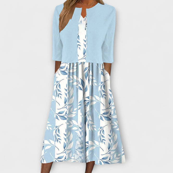 Greer - Floral Midi Dress Set with Coordinating Jacket