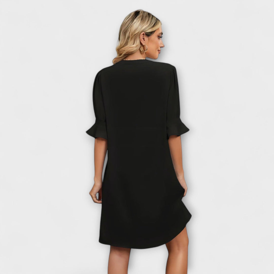 Amy - Relaxed Fit Pleated Knee-Length Dress