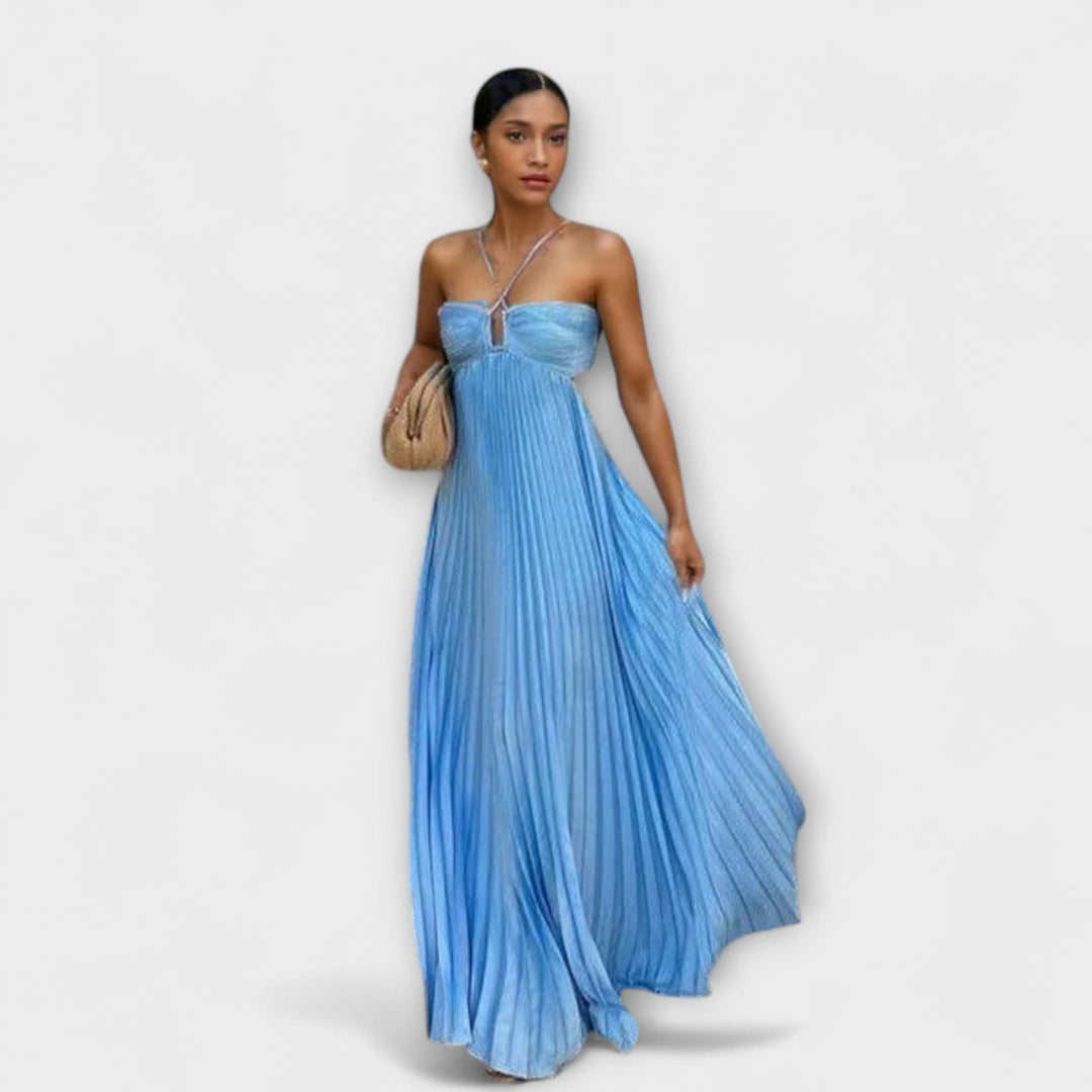 Tansy - Radiant Summer Halter Maxi Dress