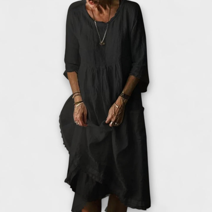 Katie - Midi Dress in Summer Pleated Cotton Linen