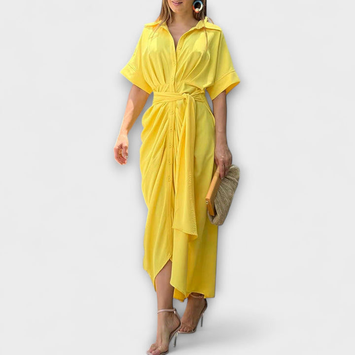 Fern - Flounce Collar Dress with High Waist