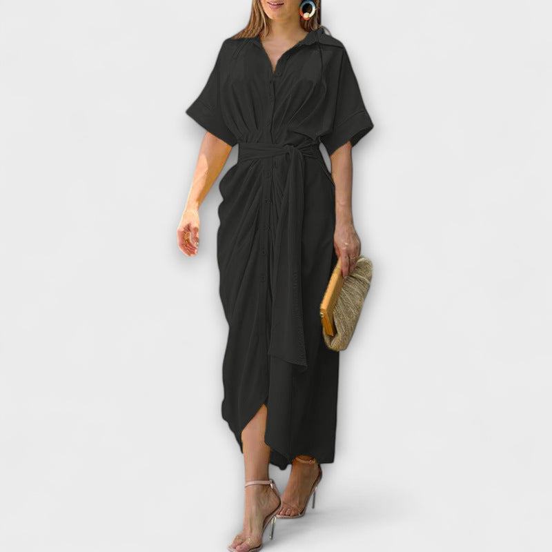 Fern - Flounce Collar Dress with High Waist