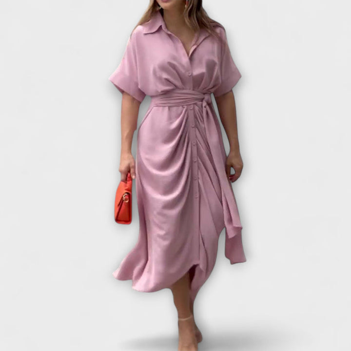 Fern - Flounce Collar Dress with High Waist