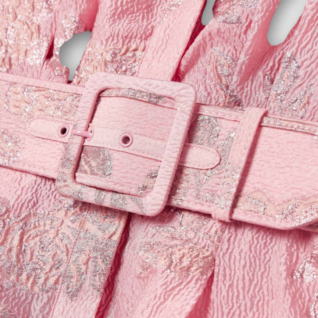 Aven - Vintage Pink High-Waisted Lapel Dress