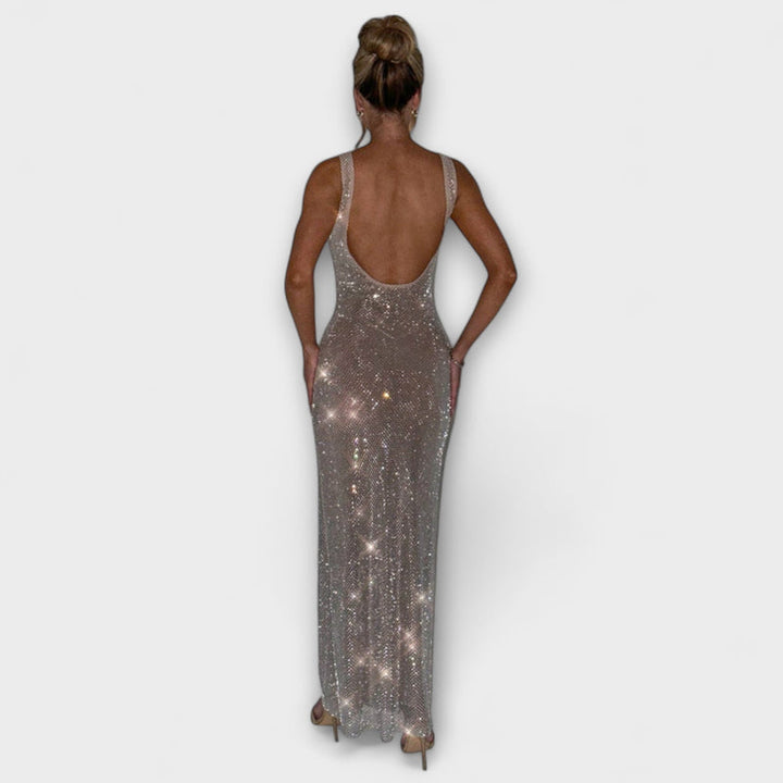 Aubrielle - Elegant Square Neck Bodycon Maxi Dress