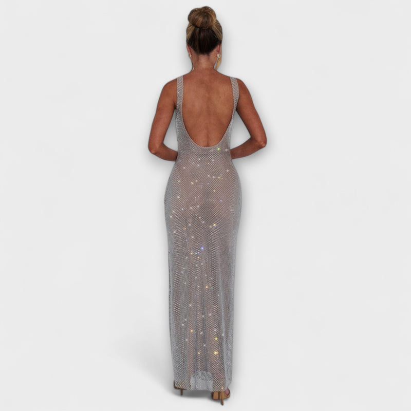 Aubrielle - Elegant Square Neck Bodycon Maxi Dress