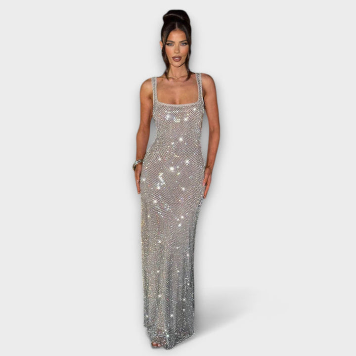 Aubrielle - Elegant Square Neck Bodycon Maxi Dress