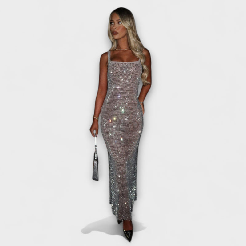 Aubrielle - Elegant Square Neck Bodycon Maxi Dress