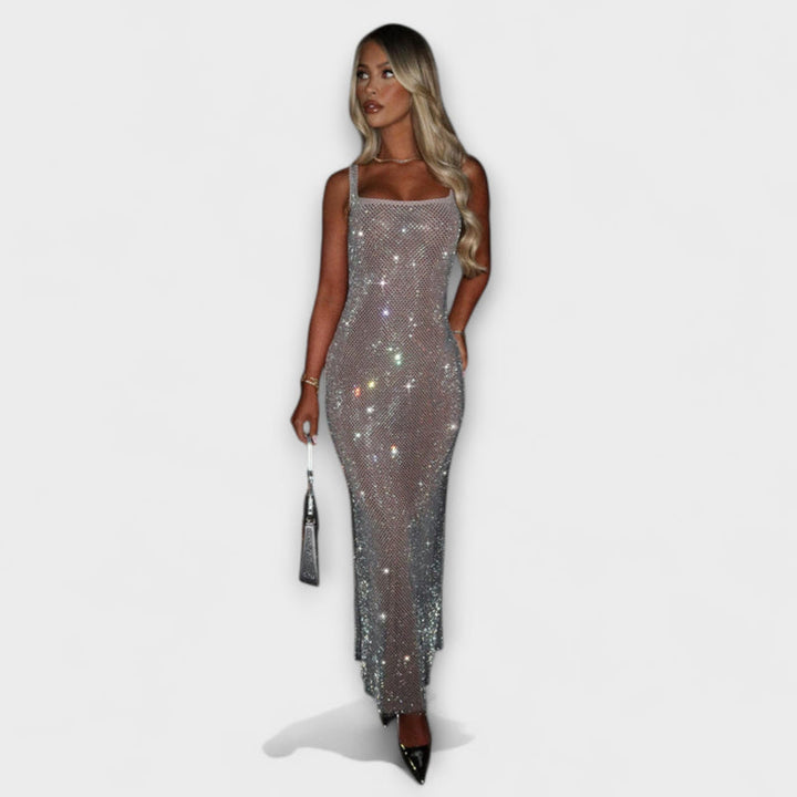 Aubrielle - Elegant Square Neck Bodycon Maxi Dress