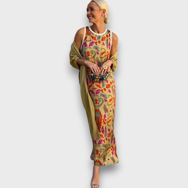 Elveria – Maxi Dress with Matching Cardigan