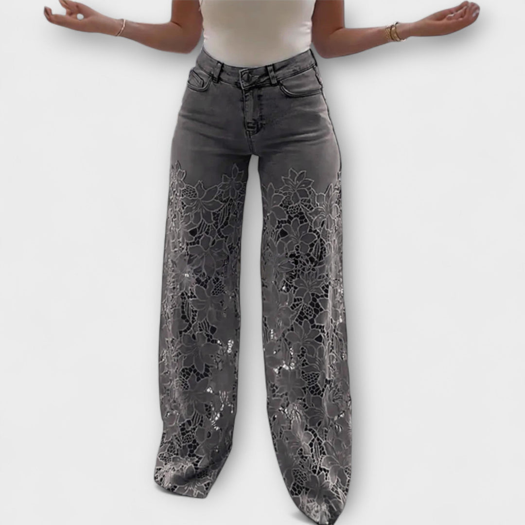 Trendy Lace Patchwork Jeans