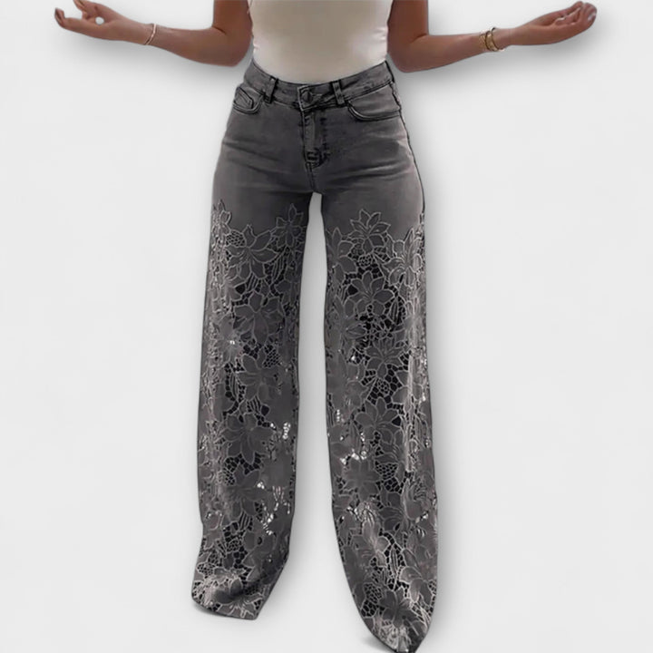 Trendy Lace Patchwork Jeans
