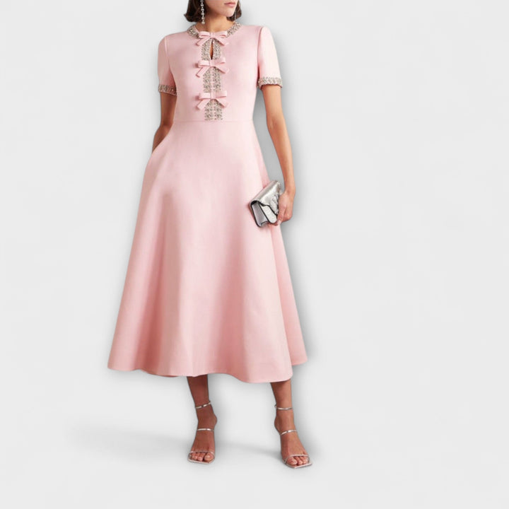 Sybil - Elegant Rhinestone Bow Knot Dress